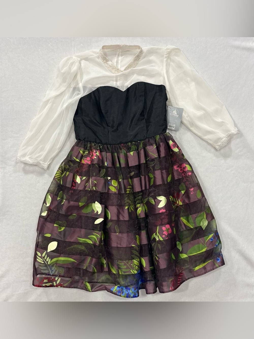 NWT Disney Sheer Sleeve Sleeping Beauty Briar Rose Aurora Dress Girls Size L